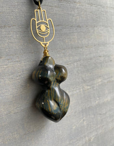 Tigre - Blue Tiger's Eye Divine Feminine Necklace - We Love Brass