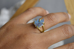 Titanium Agate Druzy Brass Ring - We Love Brass