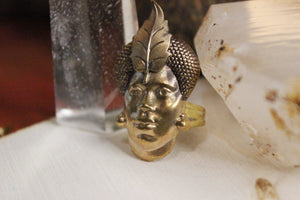 Tribal Mother Vintage Brass Ring - Golden Treasure Box