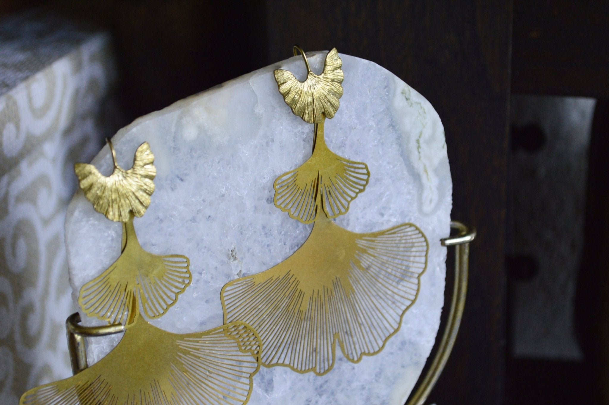 Trinity Maidenhair Brass Earrings - We Love Brass