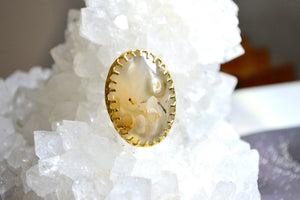 Tube Agate - Brass Crystal Ring - We Love Brass