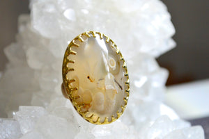 Tube Agate - Brass Crystal Ring - We Love Brass