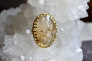 Tube Agate - Brass Crystal Ring - We Love Brass