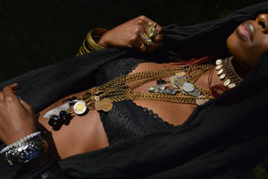 Tutankhamun Coin Hematite Necklace - We Love Brass
