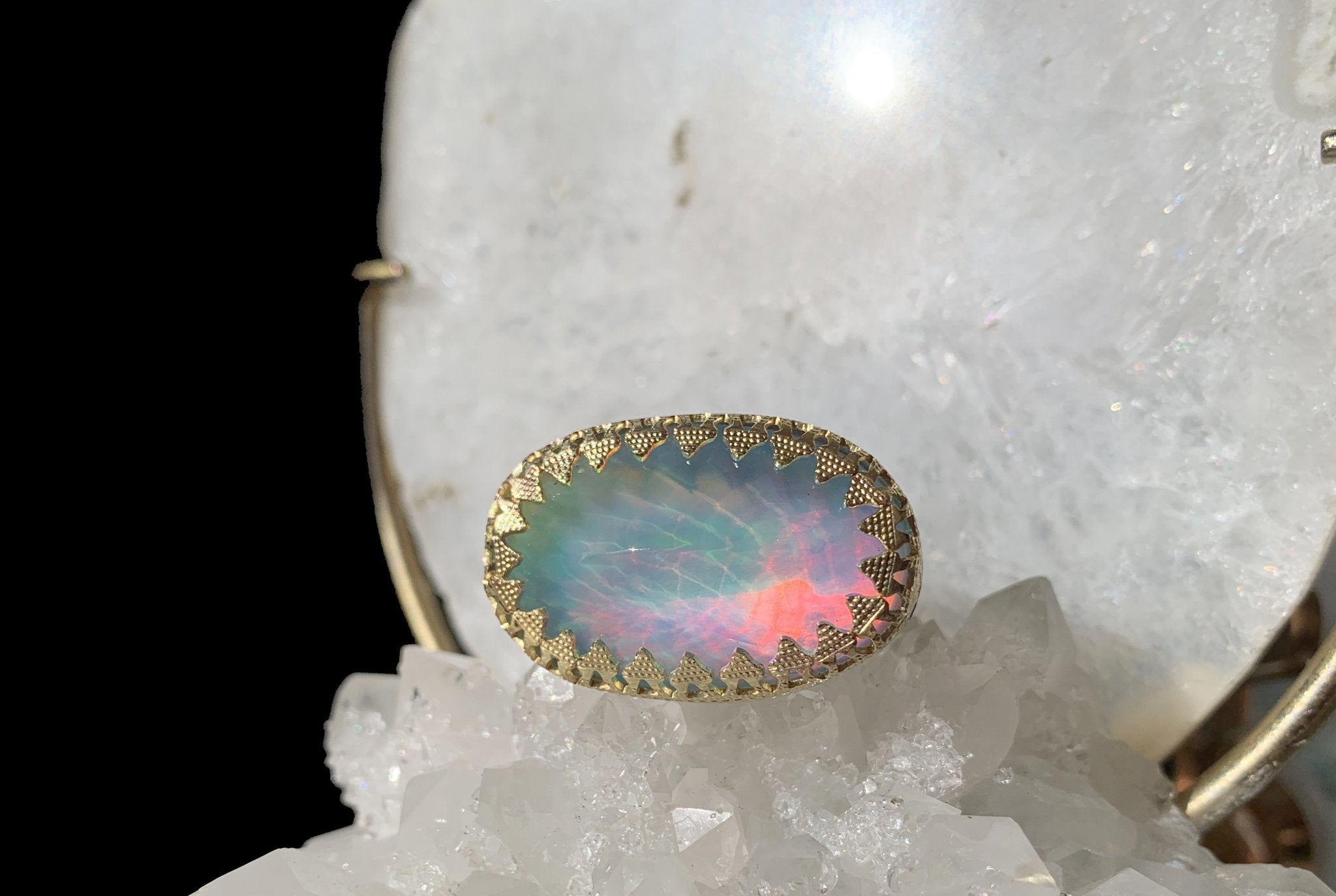 Unicorn Crystal - Opal Brass Ring - We Love Brass