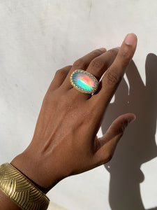 Unicorn Crystal - Opal Brass Ring - We Love Brass