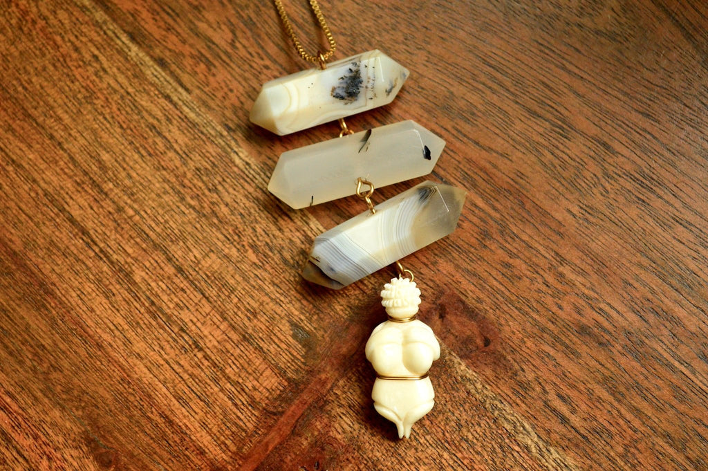 Venus and Botswana necklace - CLEARANCE - We Love Brass