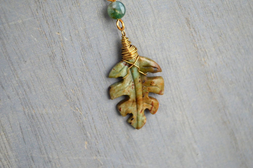 Verde - African Turquoise and Moss Agate Brass Choker - We Love Brass