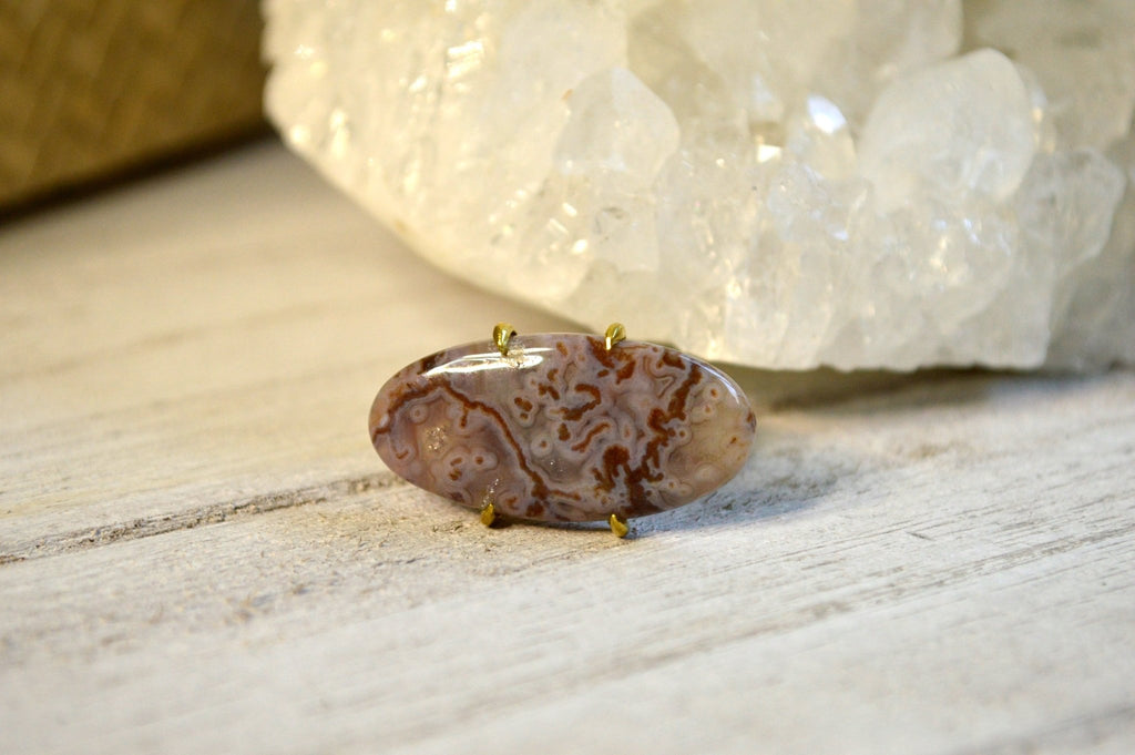 Vermelho - Brass Moss Agate Ring - We Love Brass