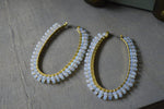 Load image into Gallery viewer, Vintage Beaded Opalite Hoops - We Love Brass

