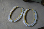 Cargar imagen en el visor de la galería, Vintage Beaded Opalite Hoops - We Love Brass
