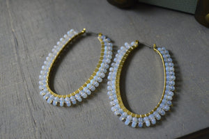 Vintage Beaded Opalite Hoops - We Love Brass