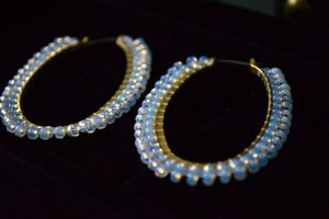 Vintage Beaded Opalite Hoops - We Love Brass