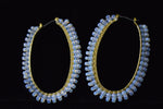 Load image into Gallery viewer, Vintage Beaded Opalite Hoops - We Love Brass
