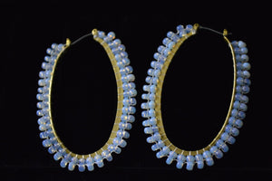 Vintage Beaded Opalite Hoops - We Love Brass