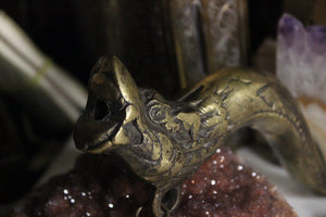 Vintage Brass Dragon Gun Powder Flask - We Love Brass