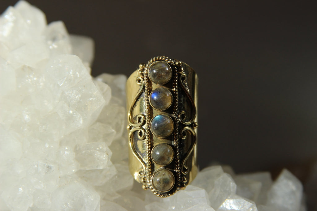Vintage Brass Labradorite Ring - We Love Brass