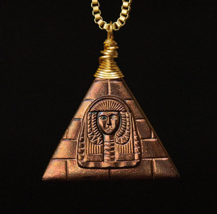 Vintage Egyptian Revival Glass Pendant - We Love Brass