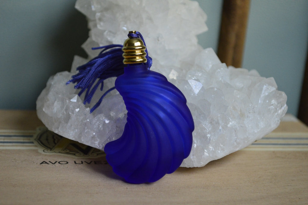 Vintage Filigree Perfume Cobalt Bottle - We Love Brass