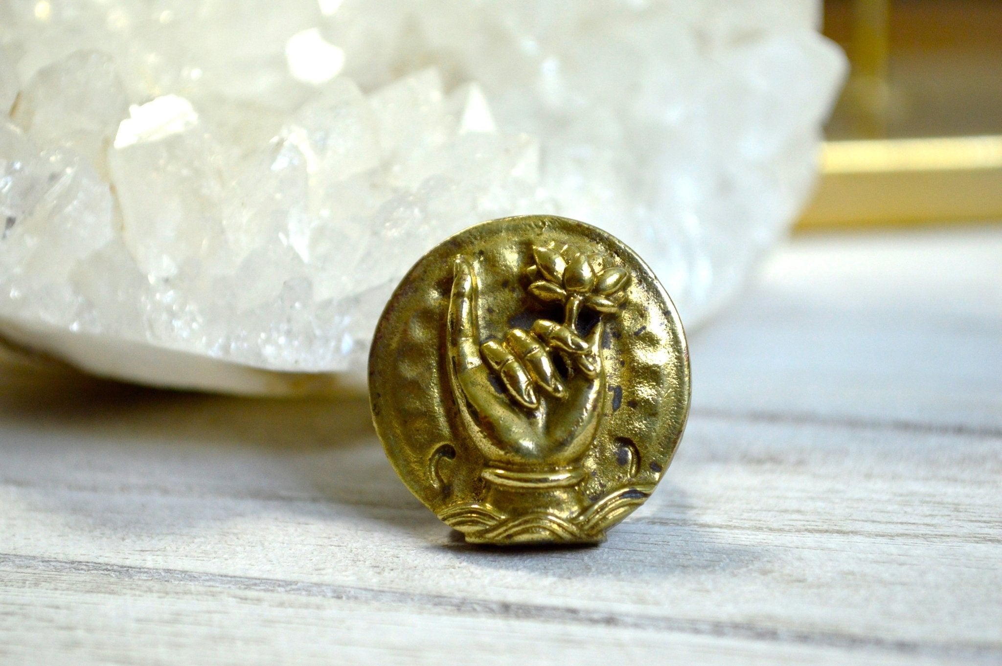 Vintage Lotus Mudra Ring - We Love Brass