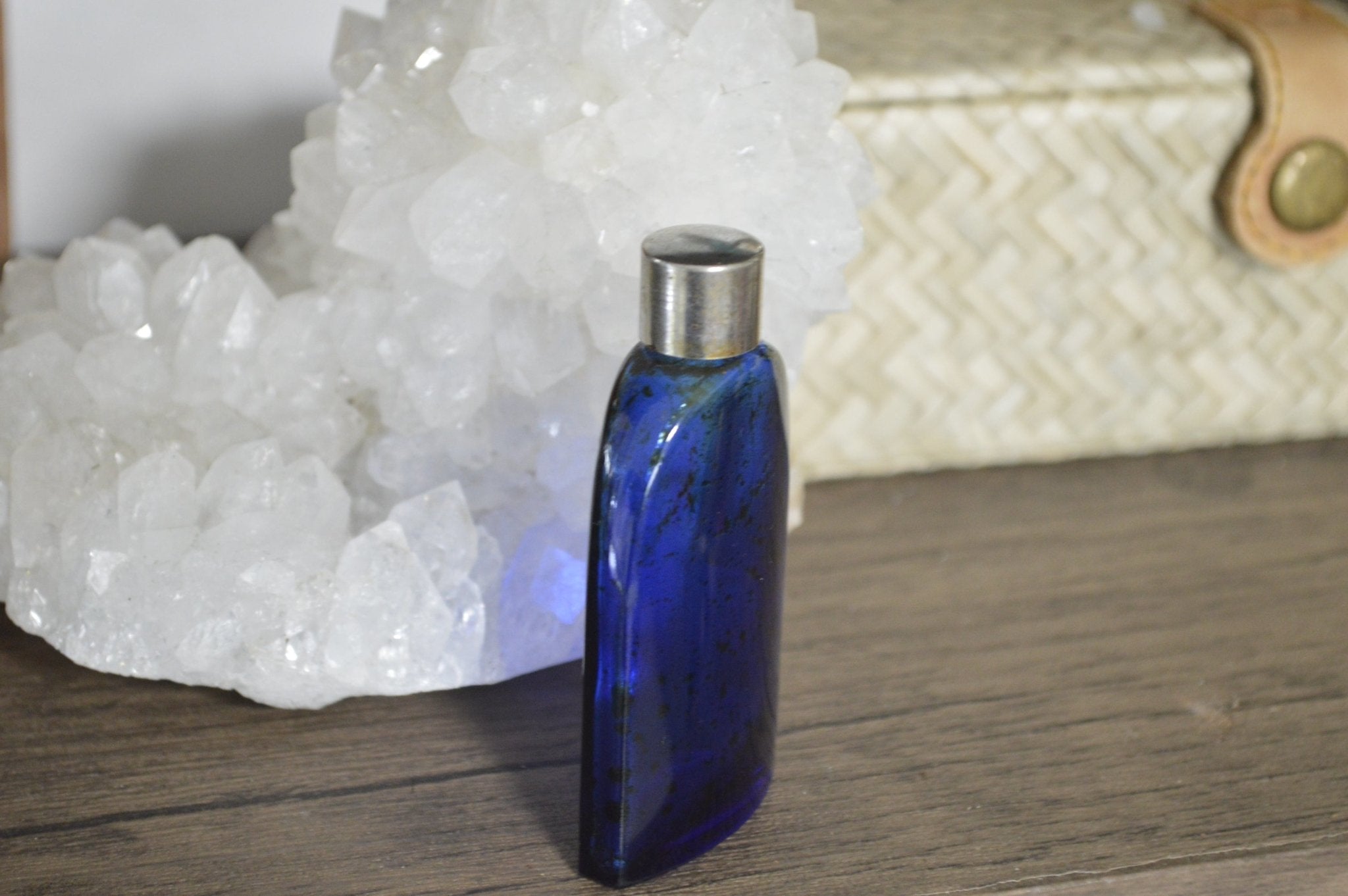 Vintage Perfume Bottle - Blue Glass - We Love Brass