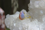 Cargar imagen en el visor de la galería, Vintage Pink Glass Brass Opal Ring - We Love Brass
