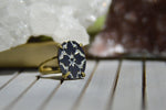 Load image into Gallery viewer, Vintage Pressed Glass Brass Ring - We Love Brass
