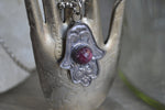 Load image into Gallery viewer, Vintage Ruby Evil Eye Stainless Steel Necklace - We Love Brass
