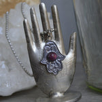 Load image into Gallery viewer, Vintage Ruby Evil Eye Stainless Steel Necklace - We Love Brass
