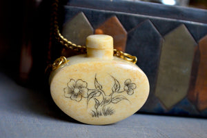 Vintage Scrimshaw Coi Fish Bottle - We Love Brass