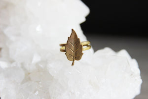 Vintage Style Golden Leaf Brass Ring - We Love Brass