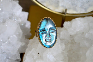 Watchful - Labradorite Cameo Ring - We Love Brass