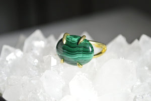 Wavy - Stone Malachite Brass Ring - We Love Brass