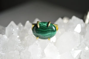 Wavy - Stone Malachite Brass Ring - We Love Brass