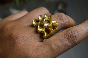 Wavy - Twisted Brass Ring - We Love Brass