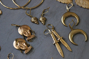 Waxing Moon Brass Earrings - We Love Brass
