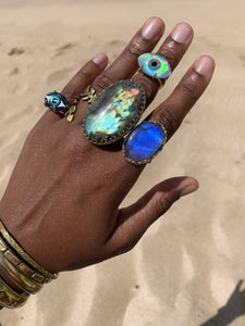 Weaver - Brass Blue Labradorite Ring - We Love Brass