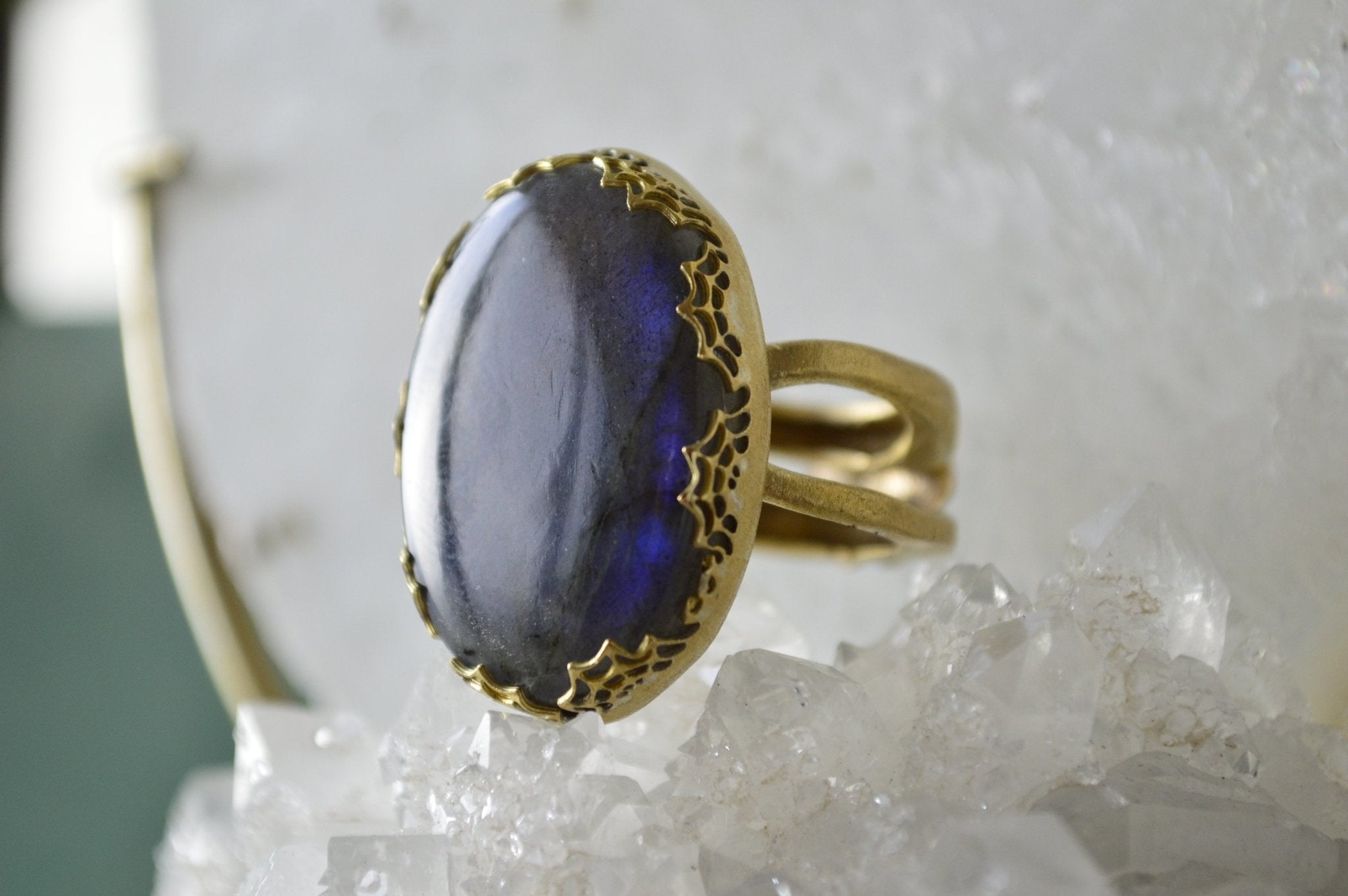 Weaver - Brass Blue Labradorite Ring - We Love Brass