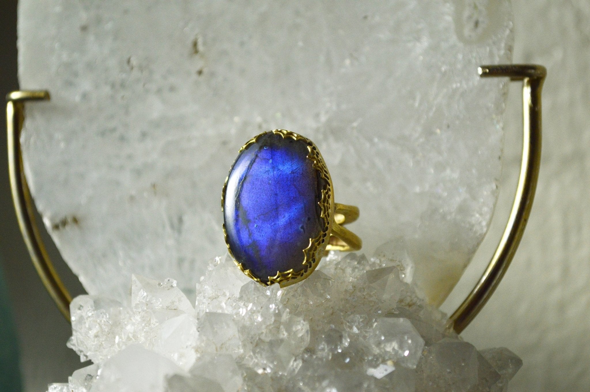 Weaver - Brass Blue Labradorite Ring - We Love Brass