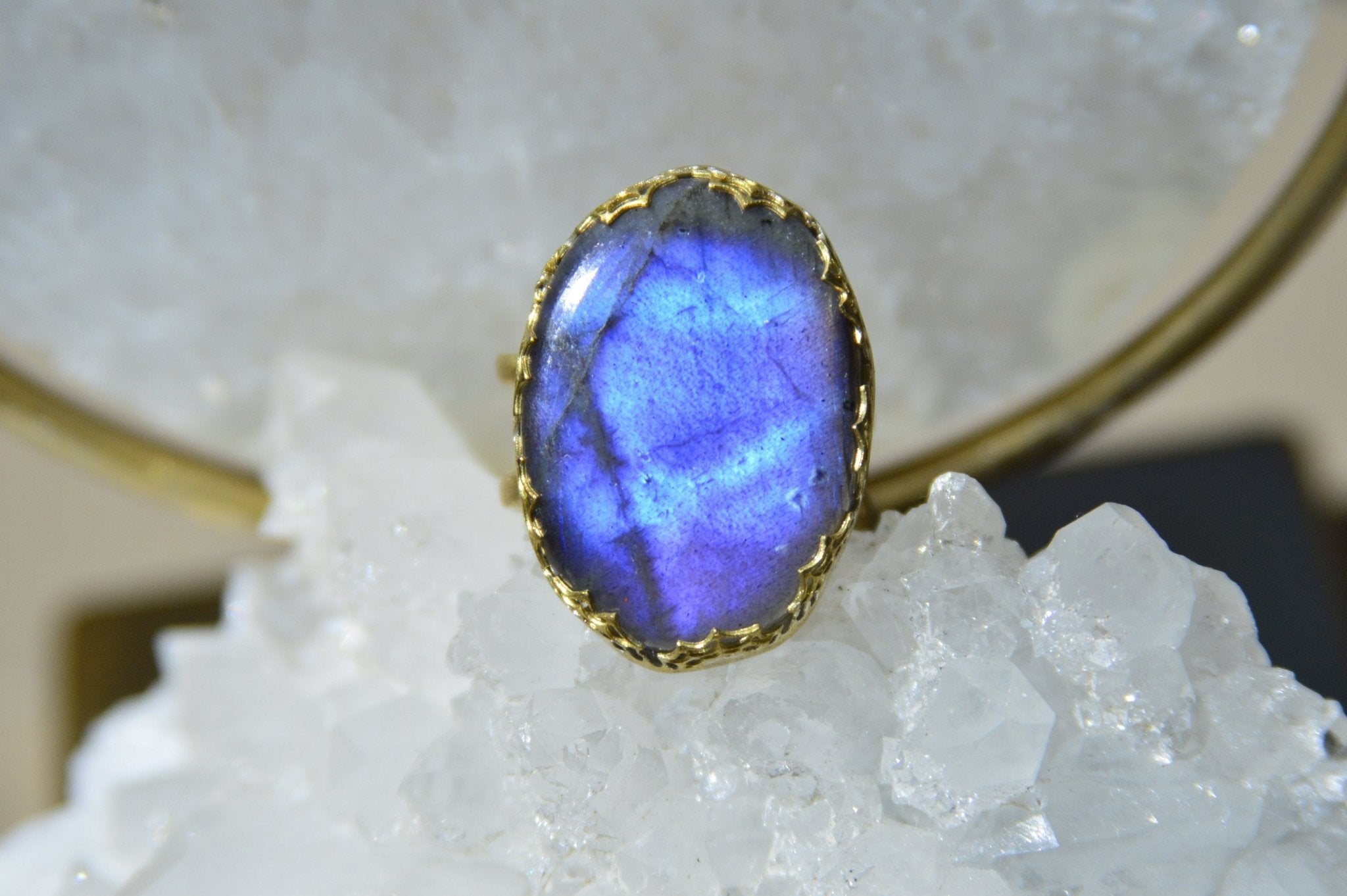 Weaver - Brass Blue Labradorite Ring - We Love Brass