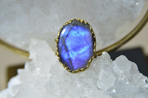 Weaver - Brass Blue Labradorite Ring - We Love Brass