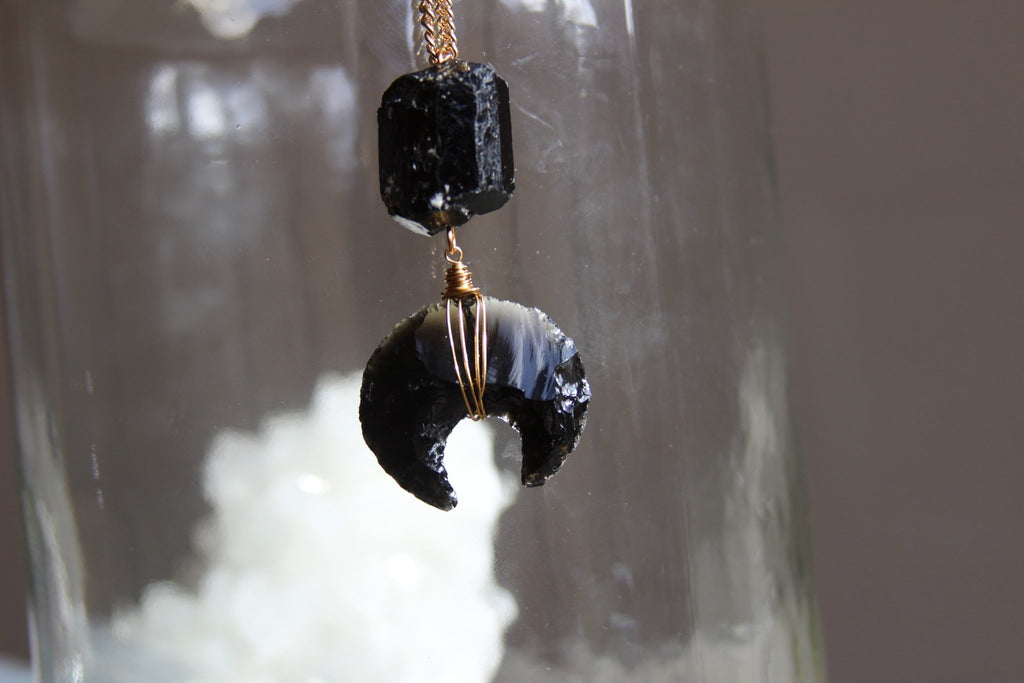 When Darkness Falls Black Tourmaline Necklace - We Love Brass