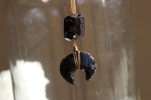 When Darkness Falls Black Tourmaline Necklace - We Love Brass