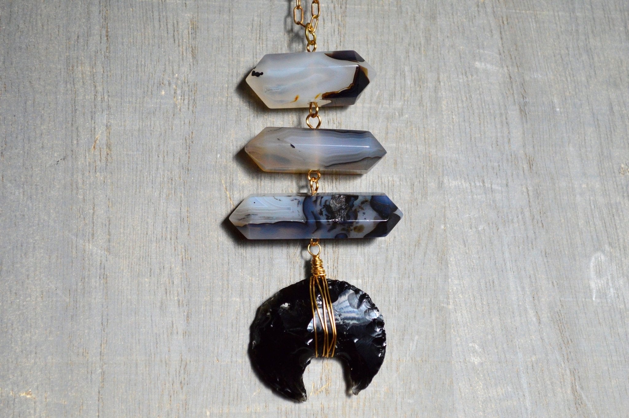 When Darkness Falls Botswana Agate Necklace - We Love Brass