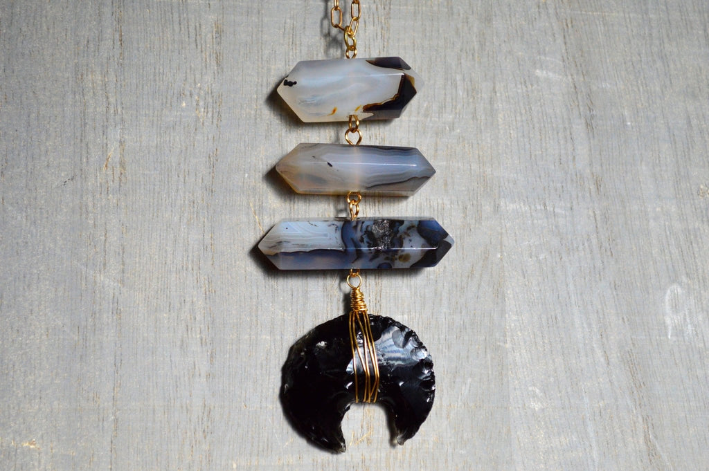 When Darkness Falls Botswana Agate Necklace - We Love Brass