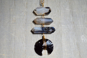 When Darkness Falls Botswana Agate Necklace - We Love Brass